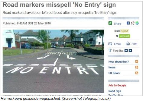 Maandagmorgenhumor: spelfout op de weg