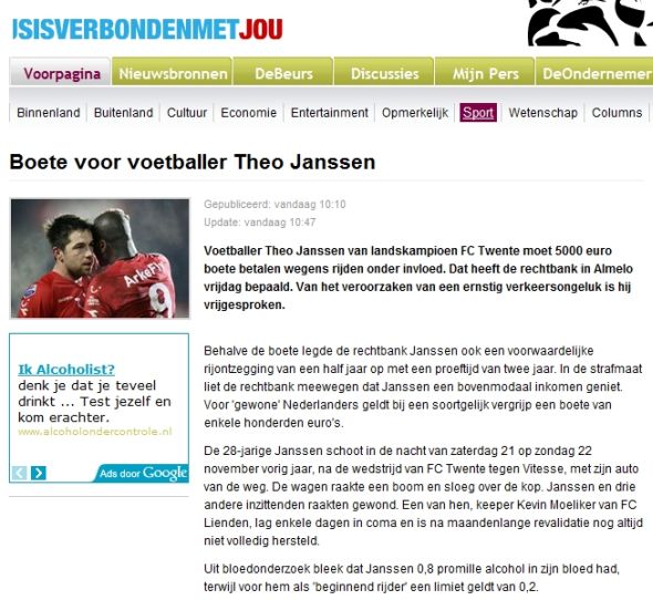 Google AdSense getarget op Theo Janssen