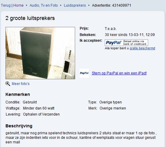 Aangeboden: groote luitsprekers