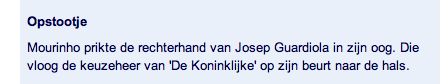 Mourinho prikt rechterhand in oog