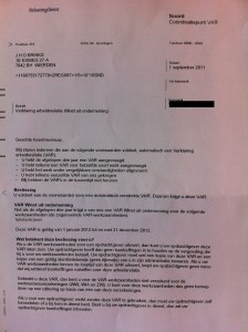 De VAR voor 2012 is binnen