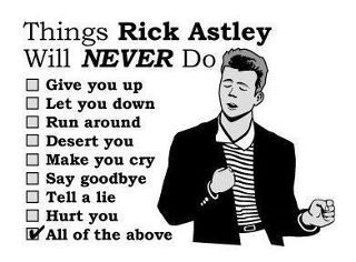 Maandagmorgenhumor: dit zou Rick Astley nooit doen