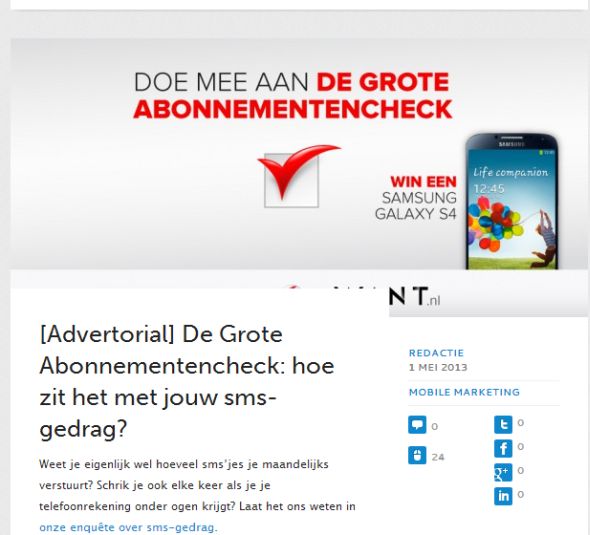 Let bij je advertorials op de lay-out van de site