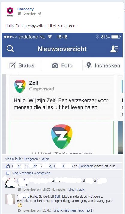 Toch mooi om te zien dat Zelf luistert