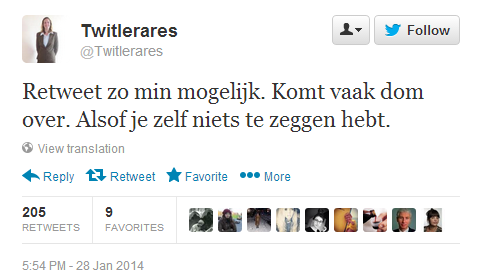 Ik moest lachen om de vele retweets