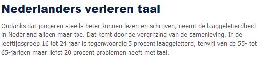 Ongeletterdheid groeit door vergrijzing