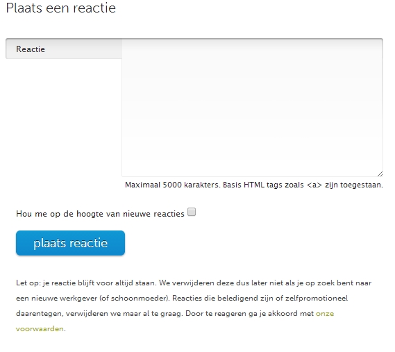 Goede waarschuwing voor je een reactie achterlaat